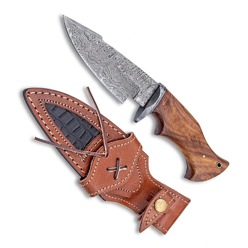 Damascus Knife for Hunting - Fixed Blade Hunting Knife with Sheath.