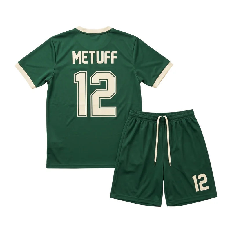 Custom sublimated soccer jersey and matching shorts with team graphics