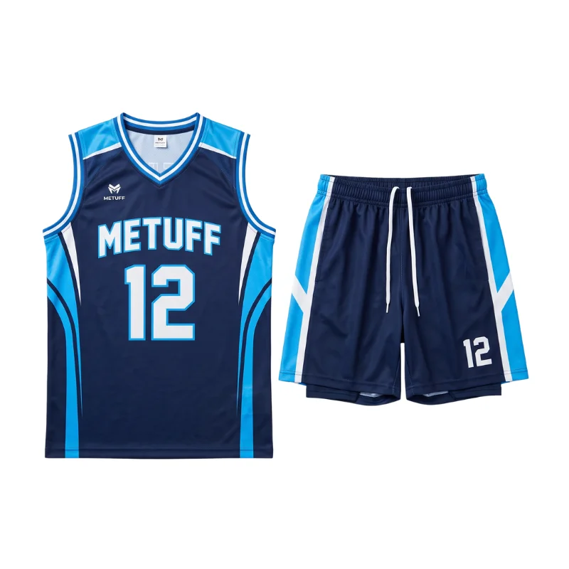 Custom volleyball team uniforms with personalized jerseys and matching shorts