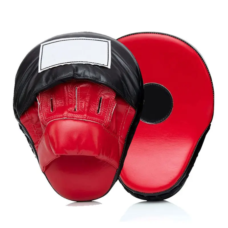Premium leather boxing focus mitts with curved padded target