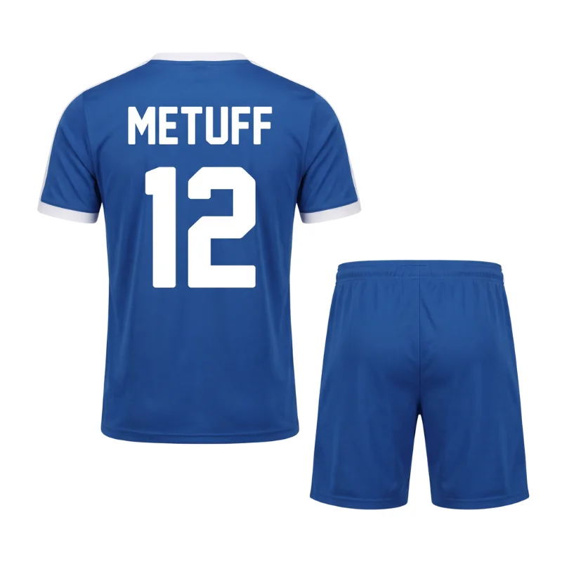 Premium custom soccer uniform set with personalized jersey, shorts and team design