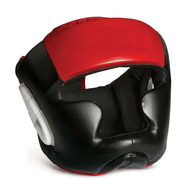 Professional boxing head guard with padded forehead, cheeks and chin