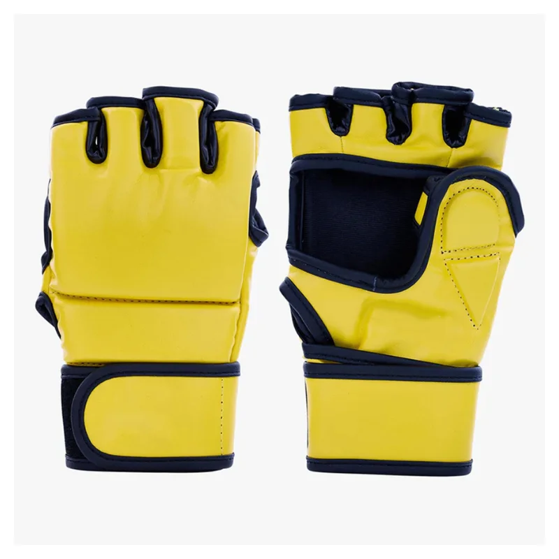 Professional MMA training gloves with padded knuckles and open-palm construction