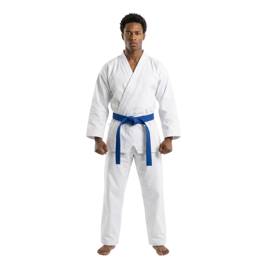 Professional white taekwondo dobok uniform for training and sparring