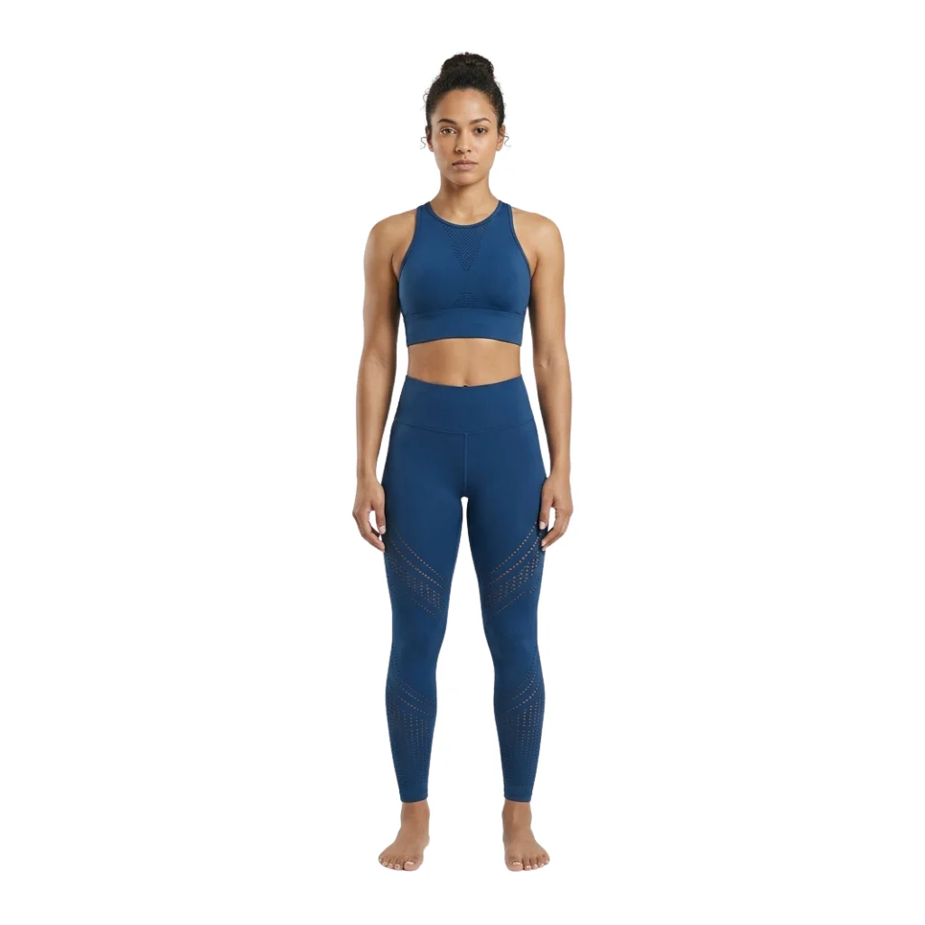 Women's ribbed fitness leggings and longline workout top